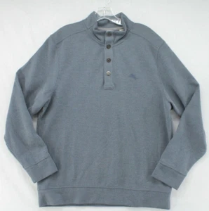 Tommy Bahama Ribbed Sweater Men's Medium Blue Quarter 1/4 Snap Mock Work Modern - Picture 1 of 9