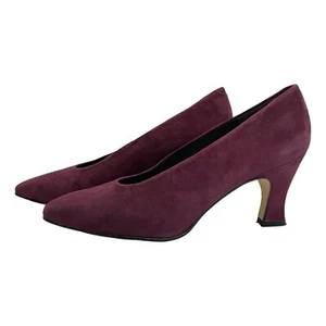 Vintage Suede Pumps Size 6.5 1990s Deep Wine Red Heels 90s Bandolino Shoes - Picture 1 of 6