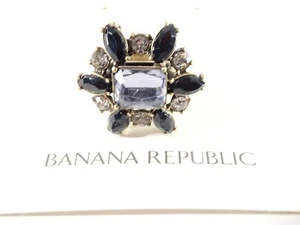 Banana Republic Women's Brass Nor Crystal Flower Statement Ring Sz 6 NWT 48 - Picture 1 of 7