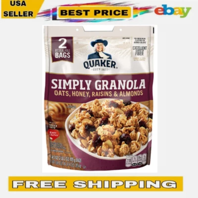 Snack saludable de cereales para desayuno Quaker Simply Granola 34,5 oz (2 paquetes) Foto 1 de 4