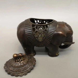 Antiguo Palacio de la Dinastía China Censario de Bronce Elefante Estatua Quemadores de Incienso Riqueza - Imagen 1 de 8