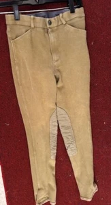TuffRider Boy's *BREECHES *Sz 26" Waist Geen/Beige *VGC* Front Zip - Picture 1 of 3