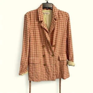 Free People Oversized Olivia Gingham Blazer Light Academia Gr. XS Preppy - Bild 1 von 11