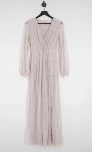 Brand new Frock and Frill Bridesmaid sequin plunge front maxi in dusty mauve - Picture 1 of 9