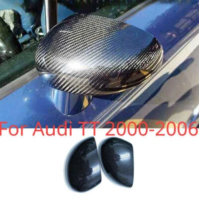 2PC For Audi TT 2000-2006 Dry Carbon Fiber Rear View Side Door Mirror Cover Trim - Image 1 of 4