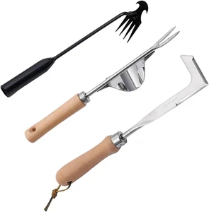 3 Pack Weed Puller Tool, Manual Hand Weeder Paver, Crack Weeder, Stainless Steel - Picture 1 of 6