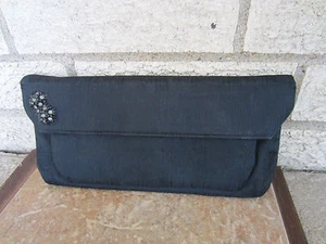vintage black clutch purse Palizzio New York silk faille VGVC evening wear - Picture 1 of 6