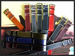 22mm Tan NATO G10 Oily Leather watch band UTC Pilot Military strap IW SUISSE usa - Picture 1 of 11
