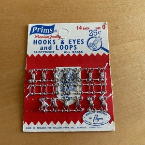 NOS Vintage Prims Haken & Ösen und Schlaufen Stck 14 Größe 3 alle Messing rostfrei - Bild 1 von 2