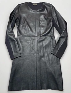 Fendi Leather Wool Dress Women Blue Size 40 Long Sleeve - Picture 1 of 12