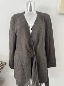 Lafayette 148 New York / Virgin Wool Blend Wrap Tie Waist Blazer / Size 10 /grey - Picture 1 of 4