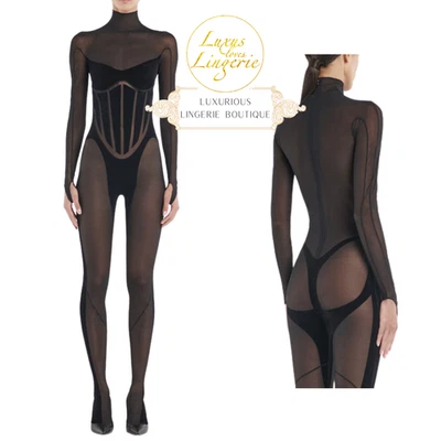 Черный прозрачный комбинезон Flock Shaping Catsuit от Wolford X Mugler M - Изображение 1 из 4