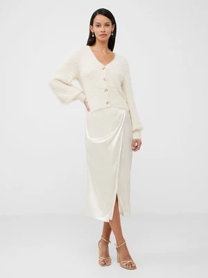 Falda envolvente midi de satén Inu French Connection para mujer en crema clásica talla 2 Foto 1 de 2