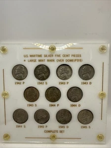 1942-1945 US Wartime Silver Jefferson Nickel set 11 Coins in Capital Holder PDS - Bild 1 von 24
