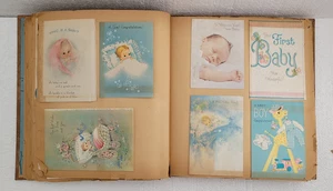 VTG Baby Boy Scrapbook 1967-68 Cards Holiday Gerber Labels Diapers Advertising - Picture 1 of 24
