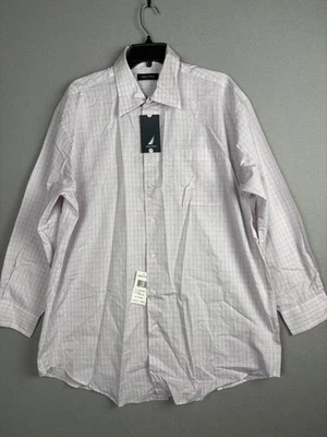 Nautica Shirt Mens 17 x 32/33 Sheer Lilac Windowpane Long Sleeve Button Down - Image 1 of 4