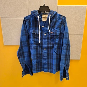 Hollister karierte blau-schwarze Hemden mit Kapuze für Herren Größe S - Bild 1 von 5