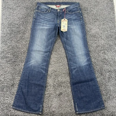 Pantalones de mezclilla Lucky Brand Lil Maggie para mujer 16/33 azul tiro bajo bota Y2K EE. UU. botón mosca Foto 1 de 4