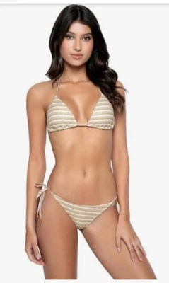 Nuevo con etiquetas Top de bikini PQ Swim Hillary New Earth a rayas brillantes Foto 1 de 4