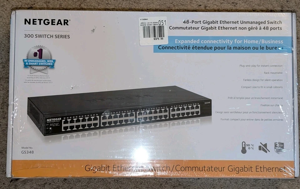*New Sealed* NETGEAR GS348-100NAS 48 Port Gigabit Ethernet Unmanaged Switch - Image 1 of 1