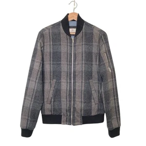 AG Adriano Goldschmied Herren S Flyer Club Bomberjacke Tweed schiefergrau kariert - Bild 1 von 14
