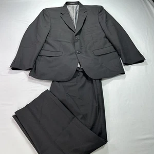 Pronto Uomo Suit Mens 44 Short 38 Waist Black Wool Blend Two Button Jacket Pants - Picture 1 of 21