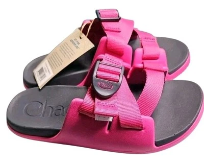 Sandalias Chaco Chillos Niño Grande Talla 2 Rosa Magenta Negro Nylon Agua, Senderismo Nuevas con Etiquetas Foto 1 de 4