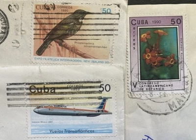 3 Habana Covers 90’s Stamps Butterfly Coral Reef PSOE Aviation Art ~SINGLE FRANK - Image 1 of 4