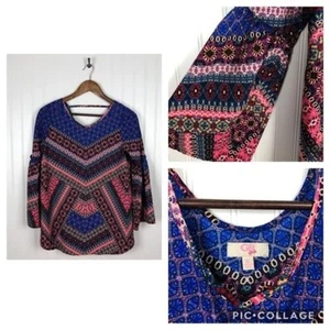 Gianni Bini Tunic Kids Size XL Multicolor Boho Bell Sleeves - Picture 1 of 6
