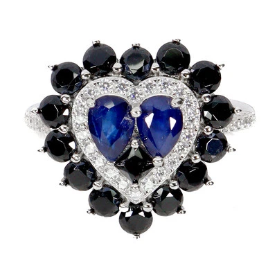 925 Sterlingsilber Ring Birne Saphir Spinell Natürlich Edelstein Schmuck Größe 8 - Bild 1 von 4