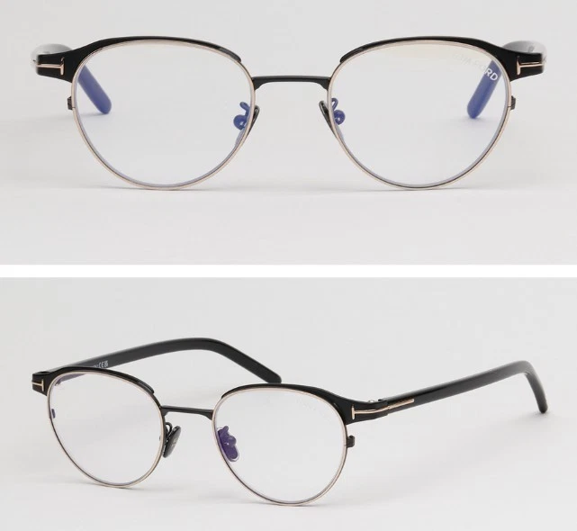 Marco de gafas de metal redondo negro/dorado Tom Ford TF5863-D-B 002 48-20-140 Foto 1 de 1