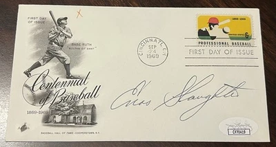 Enos Slaughter Signed Baseball's 100th Birthday Envelope JSA!! - Image 1 of 3