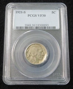 1921-S Buffalo Nickels * PCGS Graded VF30 * Key Date * Nice Coin - Picture 1 of 6