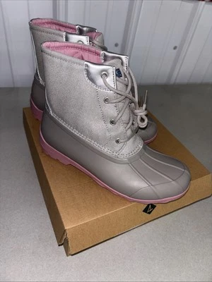 Sperry Top Sider Girls Port Boot Grey/Pink sparkle Size 5 New In Box - Image 1 of 4