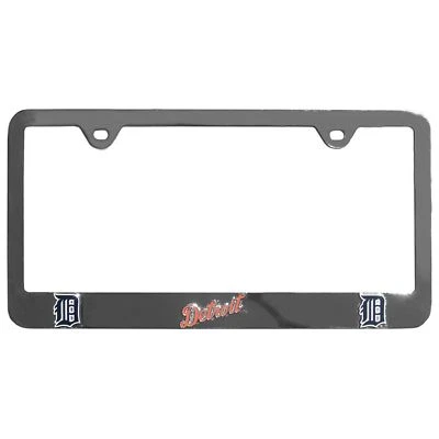 Marco de etiqueta de licencia cromado 3D de los Detroit Tigers MLB con licencia de béisbol Foto 1 de 3