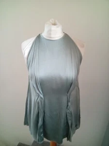 Pierre Balmain Green Silk Elastane Sleeveless Top/Blouse, Small Excellent - Picture 1 of 21