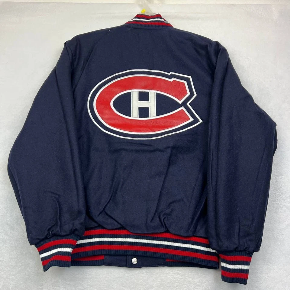 Vintage Montreal Canadiens Varsity Jacket Men M Navy Blue JH Design Reversible - Image 1 of 4