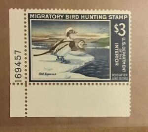 Federal duck stamp RW34 Mint OG NH plate # 1967 migratory bird hunting stamp
