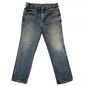 Wrangler Cowboy Cut Jeans 34x32 Men's Bootcut Western Denim Pants Workwear Blue - Picture 1 of 10