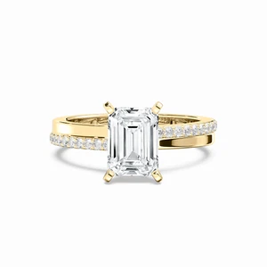 2 Ct Emerald Cut Lab Grown Diamond Solitaire Engagement Ring 14k Yellow Gold - Picture 1 of 4