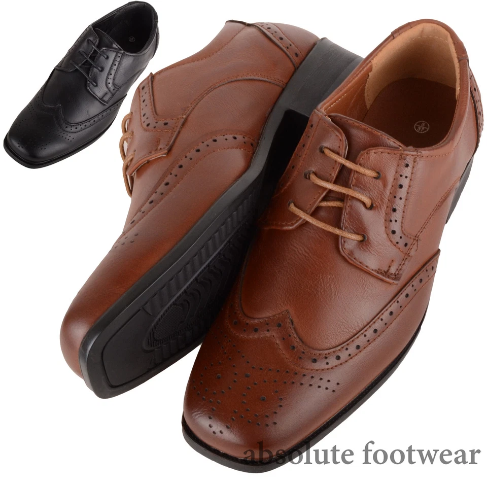 Childrens Kids Juniors Faux Leather Lace Up Smart Formal Shoes - Image 1 of 1