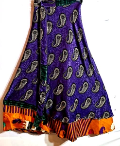 Incredible-art Vintage Silk Sari Magic Wrap Skirt Reversible Double Layer skirt - Picture 1 of 6