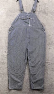 Key Imperial Overalls Mens 52x32 Blue Denim Bibs Hickory Stripe Engineer Utility - Picture 1 of 15
