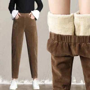 Plush Thick Corduroy Women’s Casual Pants | Warm Winter Trousers with pockets - Picture 1 of 10