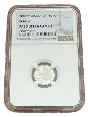 Australia 2002P Platinum 1/10 oz $15 NGC PF70UC Koala - Image 1 of 2