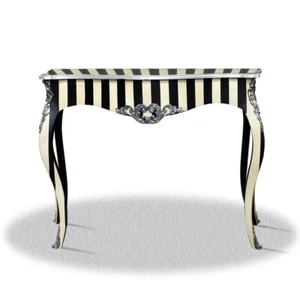 Casa Padrino Barock Konsole Schwarz Weiß Silber 100 x 40 x H. 85 cm Luxus Möbel - Bild 1 von 2