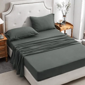 Ultra Soft Jersey T-Shirt Cotton Deep Pocket Sheets Set 4pc Bedding Q/K/F/T/CK - Picture 1 of 182