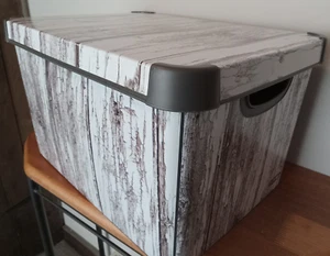2013 Curver Deco Stokholm Scatola con Coperchio "Old Wood" Albero Corteccia Design Contenitore - Foto 1 di 20