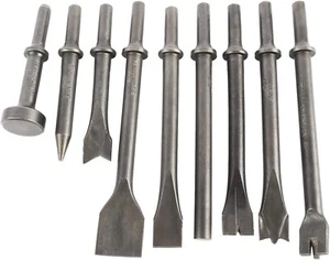 Set di utensili per punzonatura martello pneumatico 9 pezzi 0,39 pollici punte per cippatura gambo kit scalpelli - Foto 1 di 9