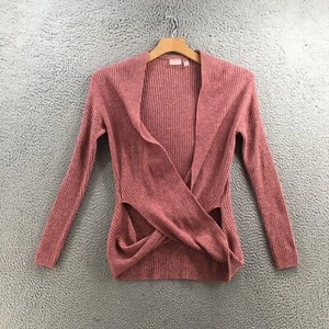 Zella Sweater Womens Small Red Cotton Blend Knitted Wrap Long Sleeves Pullover - Picture 1 of 14